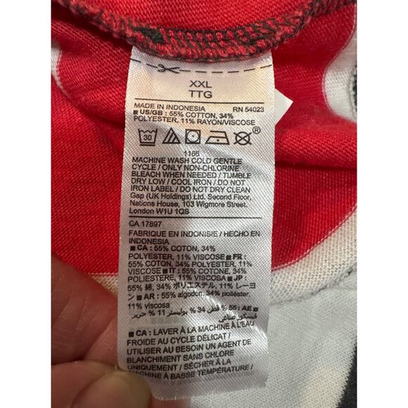 Gap Red & White Striped V-Neck T-Shirt XXL Made In Indonesia - Picture 5 of 5